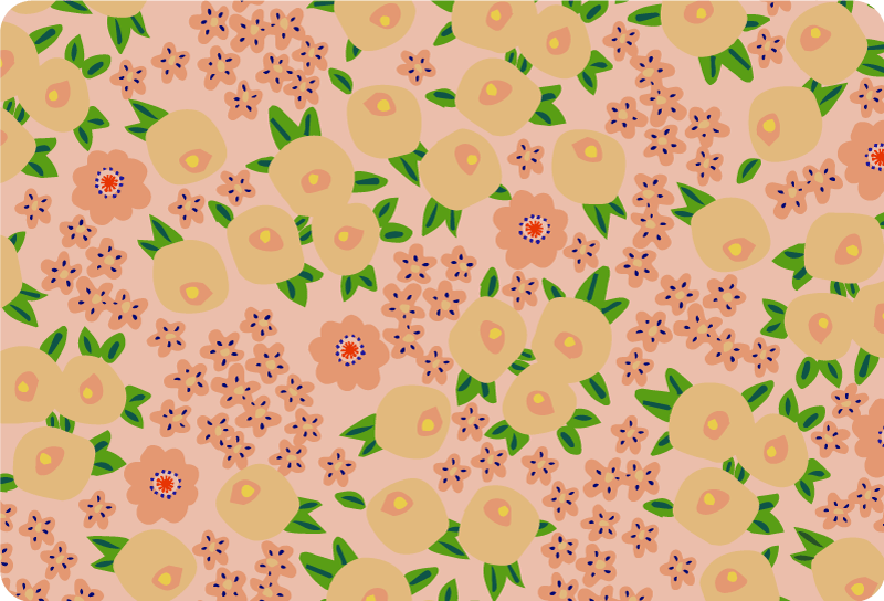 Tapis vinyle plantes motif floral original pêche - TenStickers
