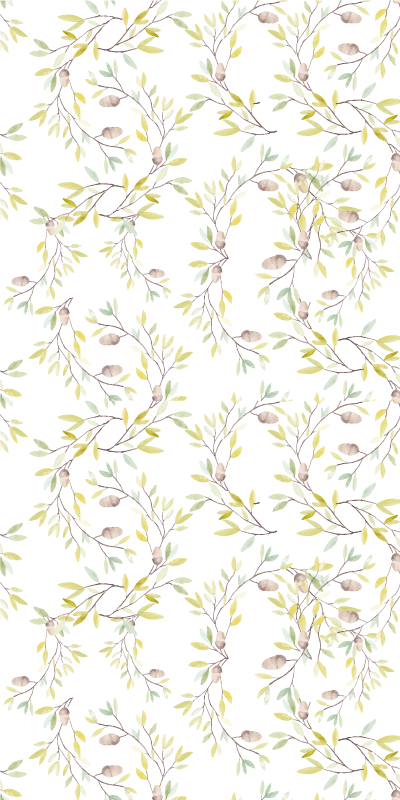 Tapis vinyle plantes motif aquarelle feuilles vertes - TenStickers