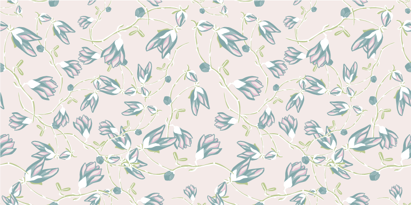 Tapis vinyle plantes motif feuilles et fleurs - TenStickers