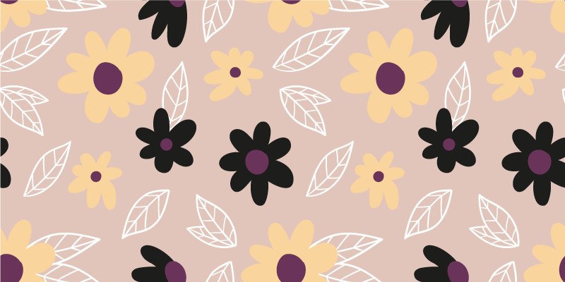 Tapis vinyle plantes fleurs modernes colorées sur fond beige - TenStickers