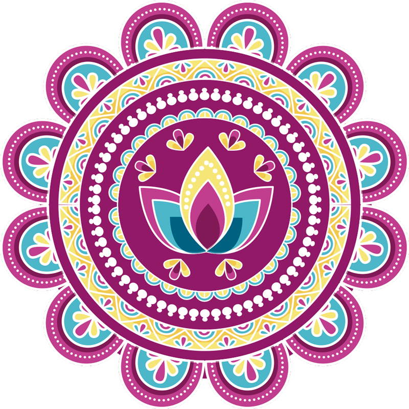 Tapis vinyle plantes mandala lotus coloré - TenStickers