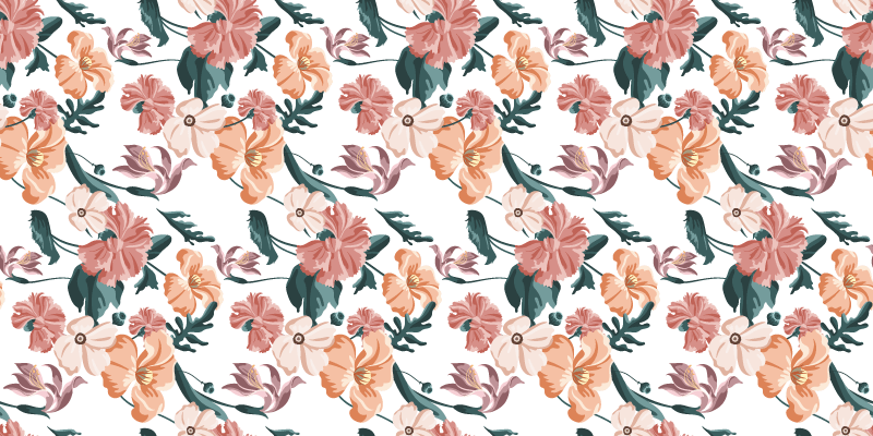 Tapis vinyle plantes motif fleuri épanoui - TenStickers