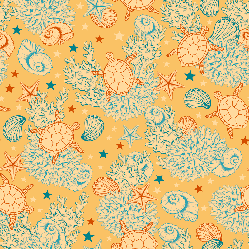 Tapis vinyle plantes corail et vie marine - TenStickers