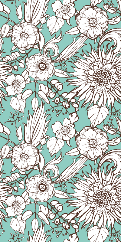 Tapis vinyle plantes motif écran floral - TenStickers