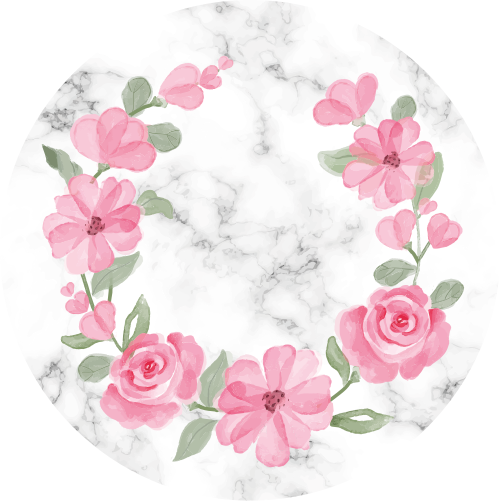 Tapis vinyle chambre couronne de fleurs marbrée - TenStickers