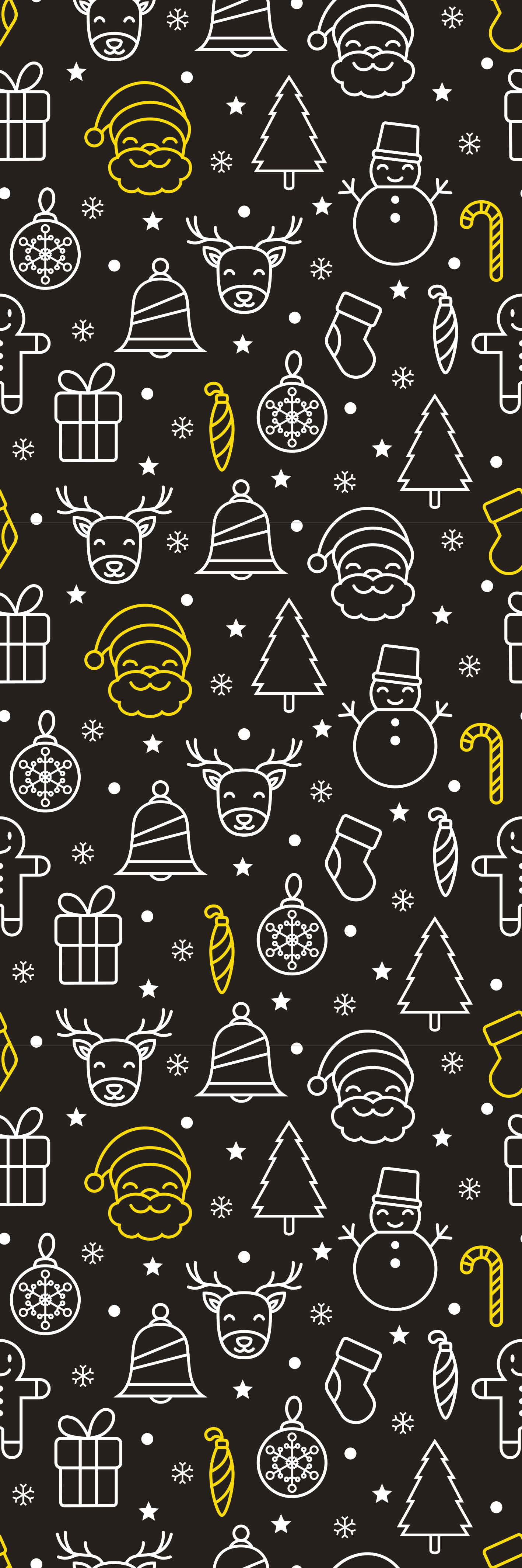 Tapis vinyle noël motif blanc et jaune sur fond noir - TenStickers