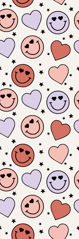 Tapis vinyle chambre visages souriants et cœurs - TenStickers