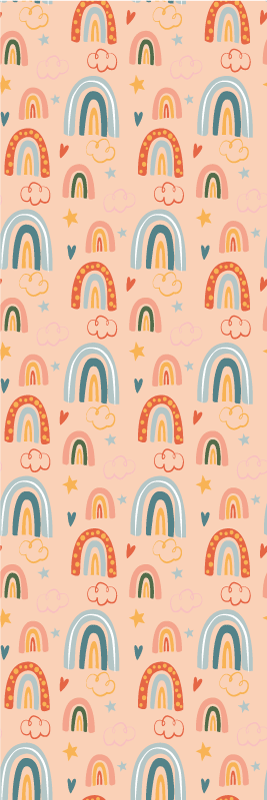 Tapis vinyle chambre motif enfants arc-en-ciel clair - TenStickers