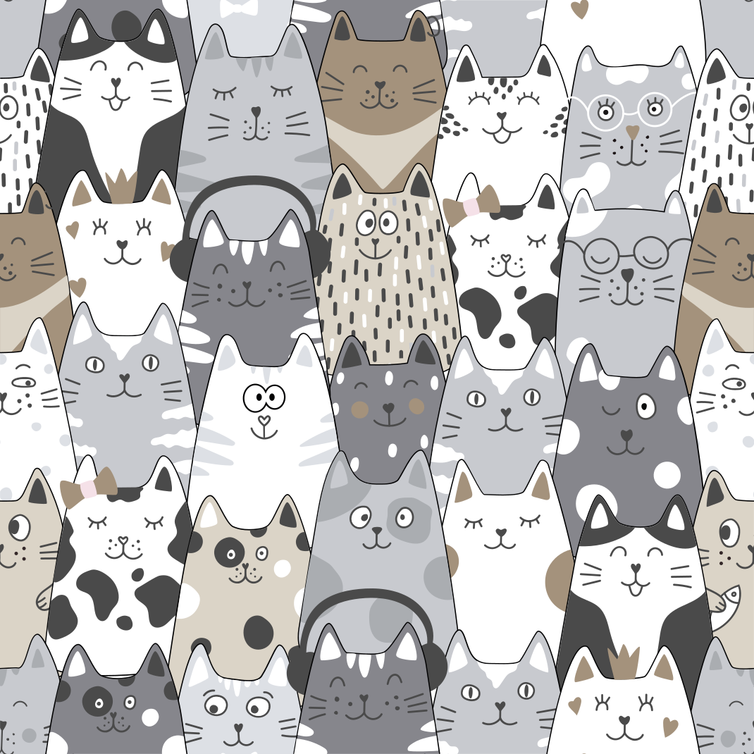 Tapis vinyle chambre chats en cartoon - TenStickers