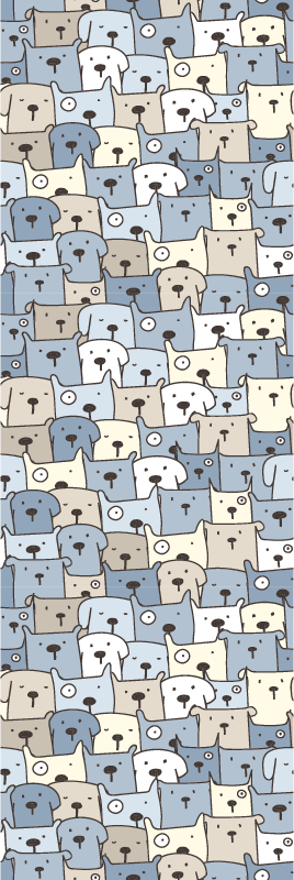Tapis vinyle chambre chiens dessinés gris - TenStickers