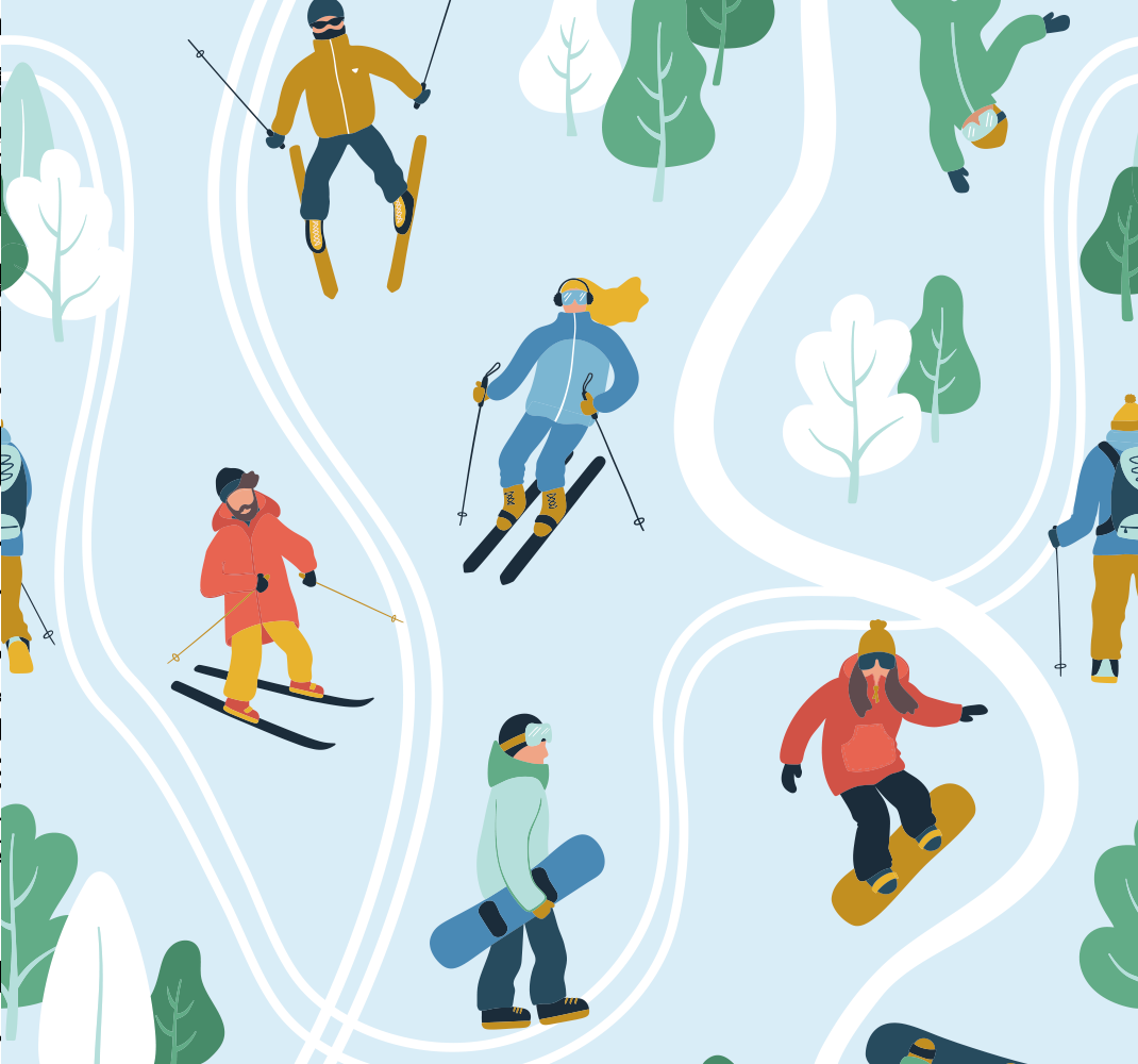 Tapis vinyle chambre design ski bleu - TenStickers