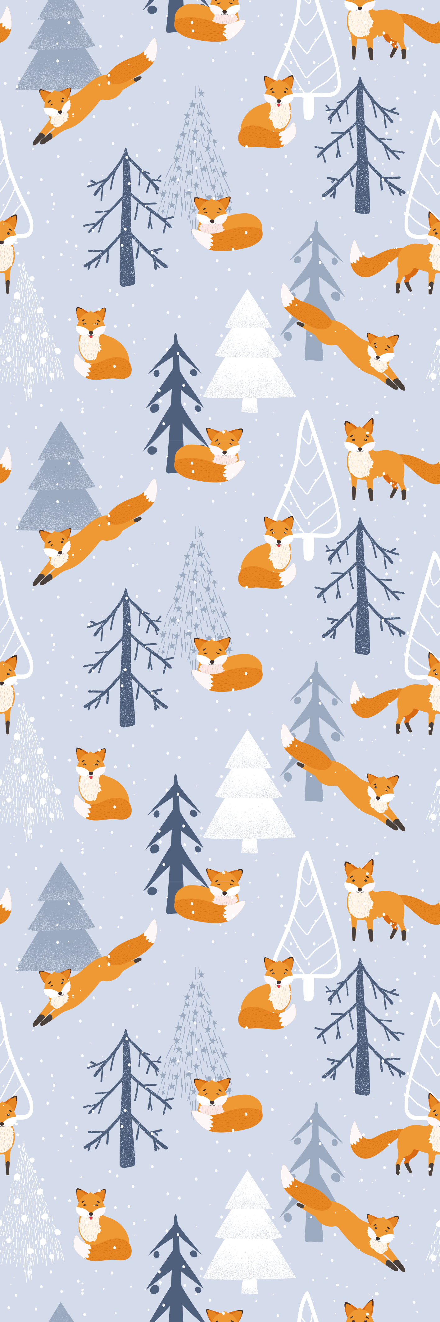 Tapis vinyle chambre motif forêt d'hiver renard mignon - TenStickers