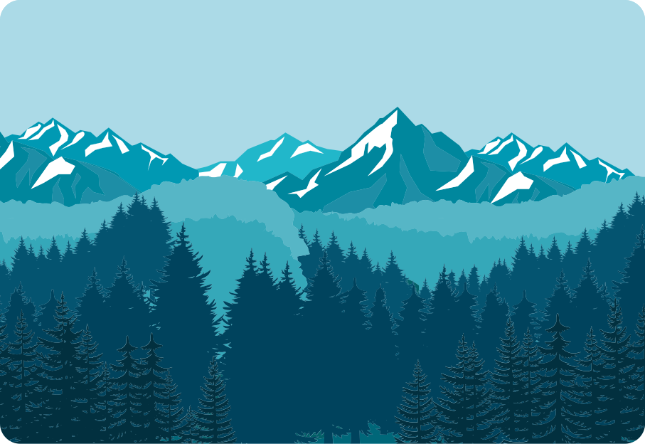 Tapis vinyle nature paysage bleu et vert complet - TenStickers