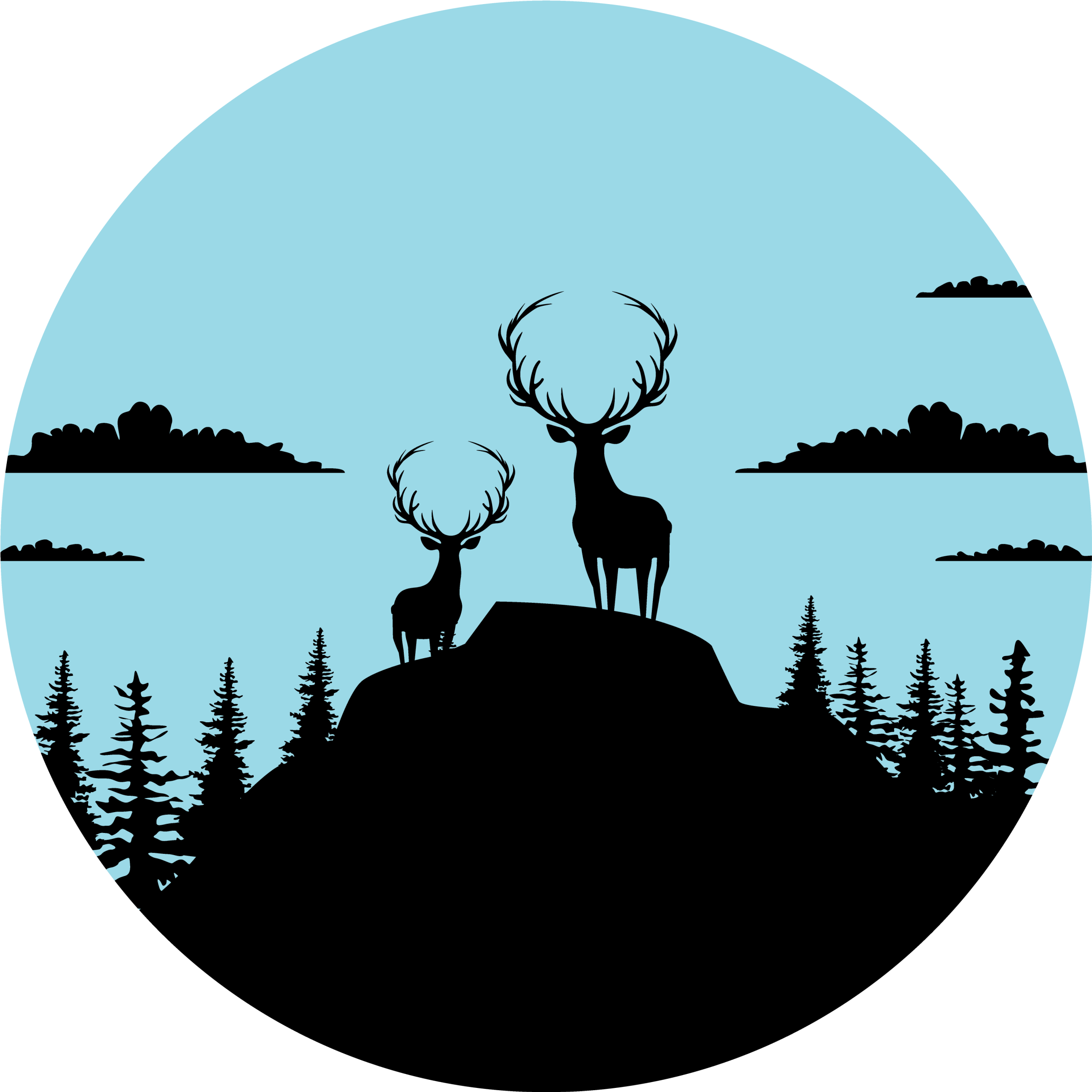 Tapis vinyle nature montagne avec des cerfs - TenStickers