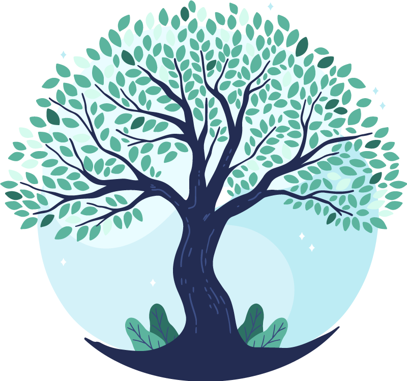 Tapis vinyle nature arbre de vie en bleu - TenStickers
