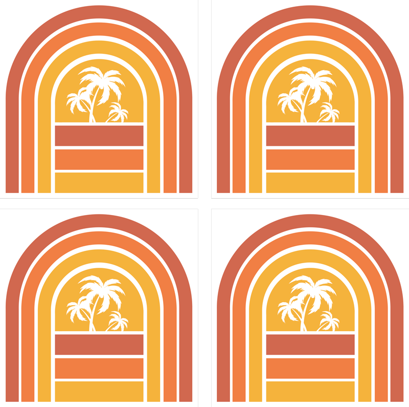 Tapis vinyle nature crépuscule rétro et palmiers - TenStickers
