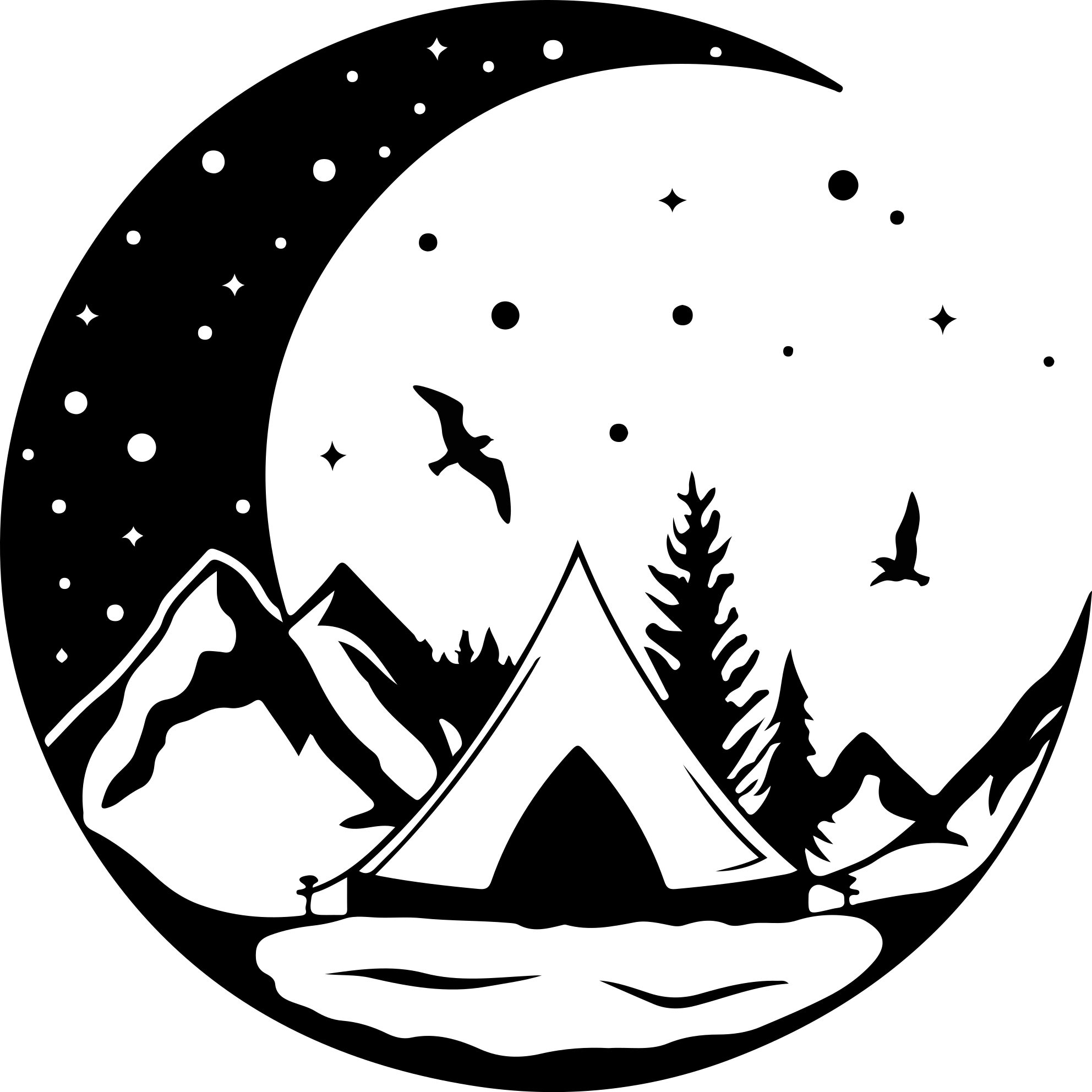Tapis vinyle nature montagnes et nuit de lune - TenStickers