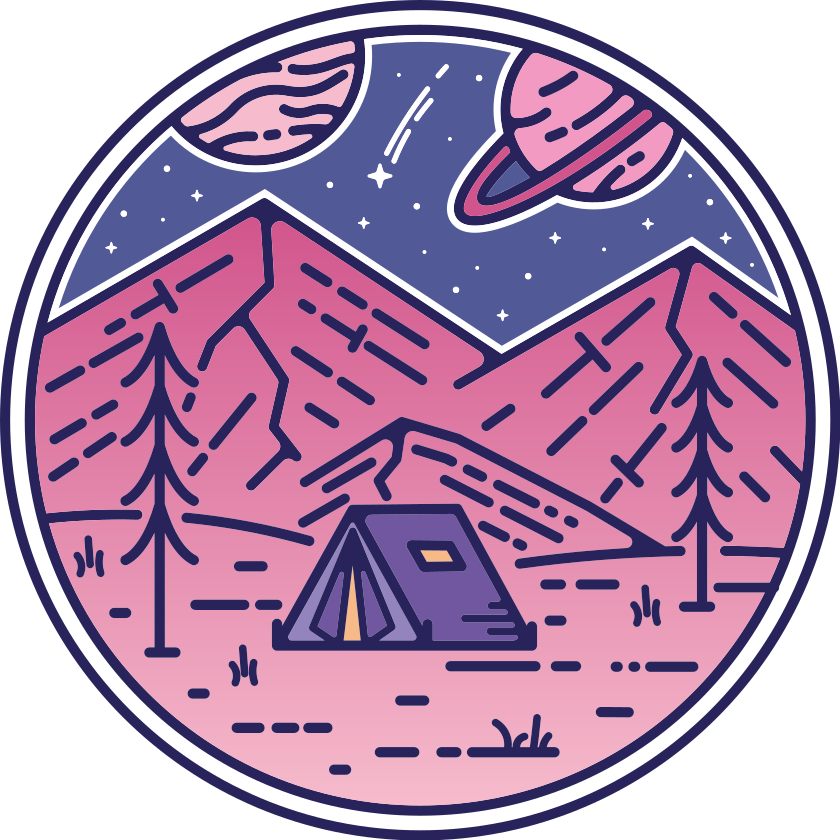 Tapis vinyle nature scène d'aventure en camping - TenStickers