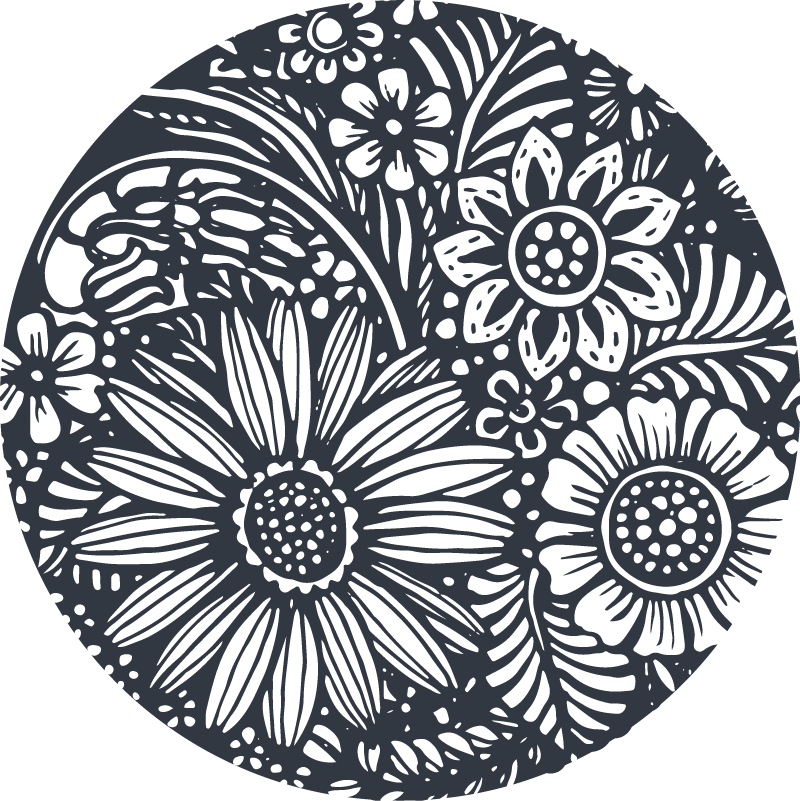 Tapis vinyle nature motif floral cercle - TenStickers