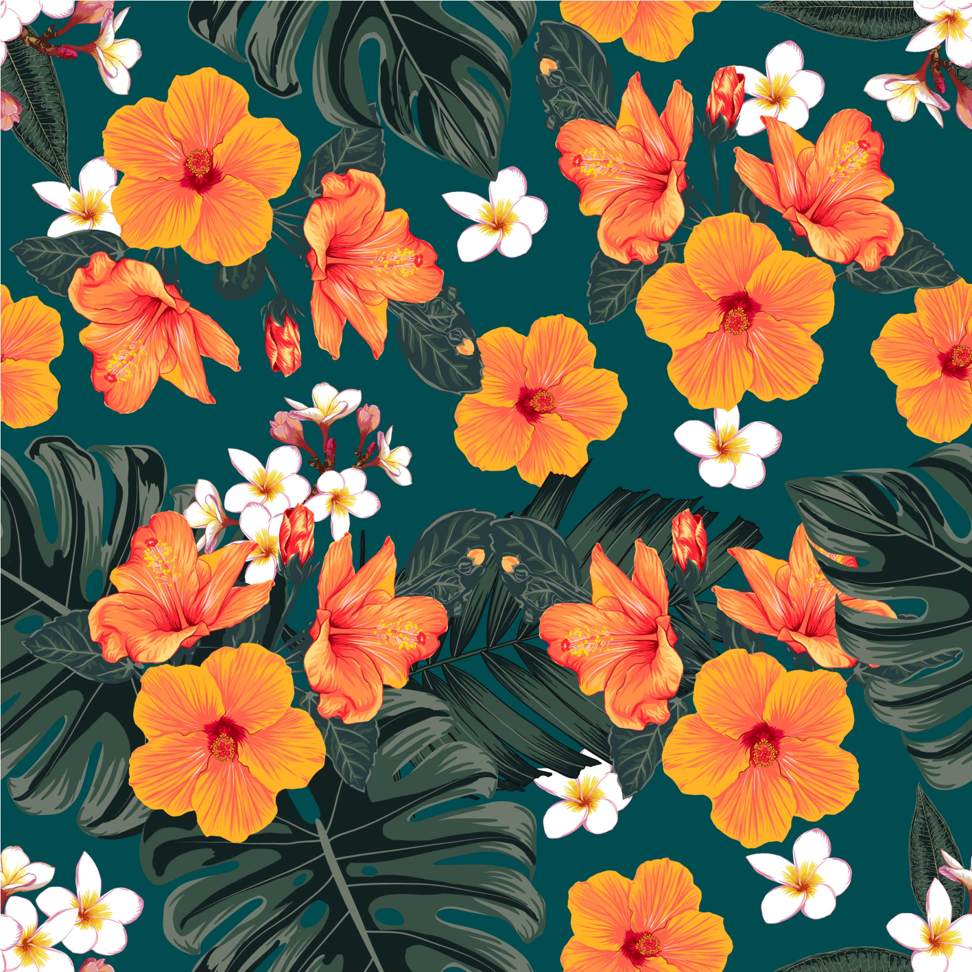 Tapis vinyle nature composition de fleurs exotiques - TenStickers