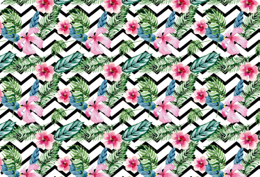 Tapis vinyle plantes lignes tropicales en zigzag - TenStickers