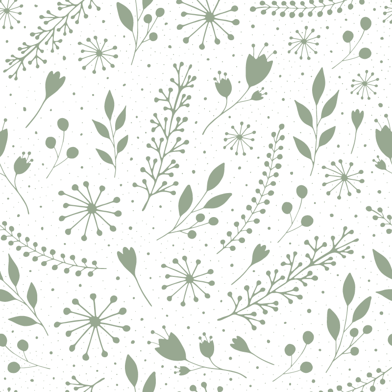 Tapis vinyle plantes feuilles vertes et fleurs - TenStickers