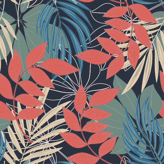 Tapis vinyle plantes motif faune et flore moderne - TenStickers