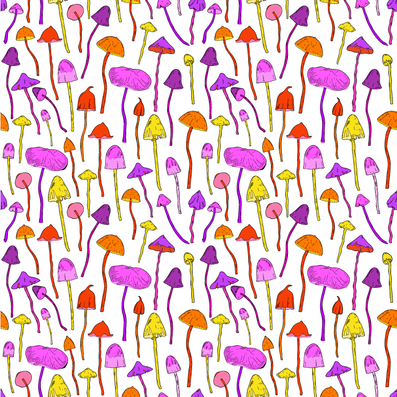 Tapis vinyle plantes motif champignons hallucinogènes - TenStickers