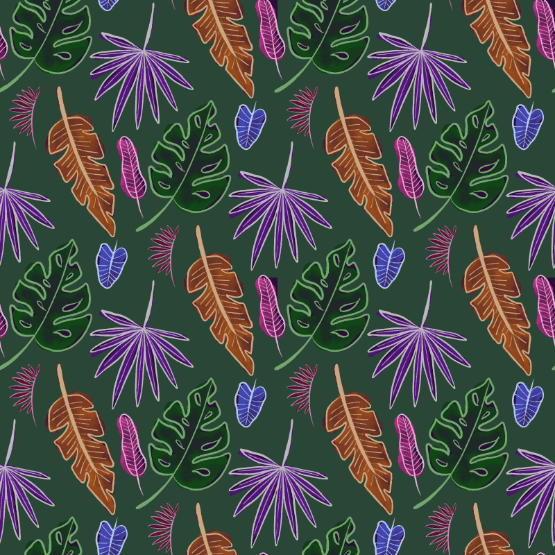 Tapis vinyle plantes géométriques néon - TenStickers