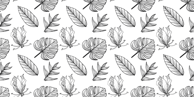 Tapis vinyle plantes feuilles tropicales monochromes - TenStickers