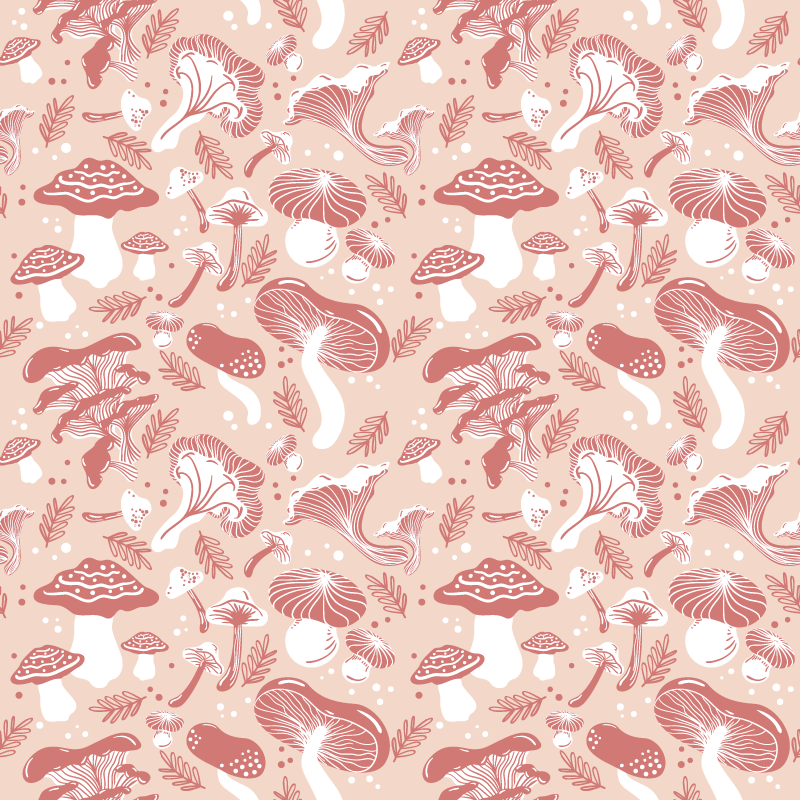 Tapis vinyle plantes champignons de forêt sur beige - TenStickers