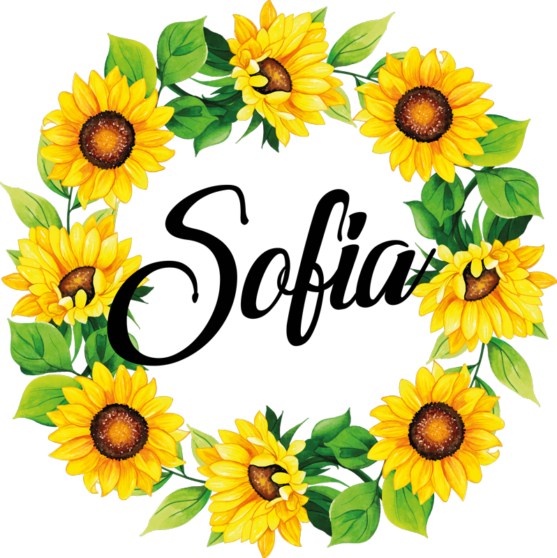 Tapis vinyle plantes couronne de fleurs d'été avec nom - TenStickers