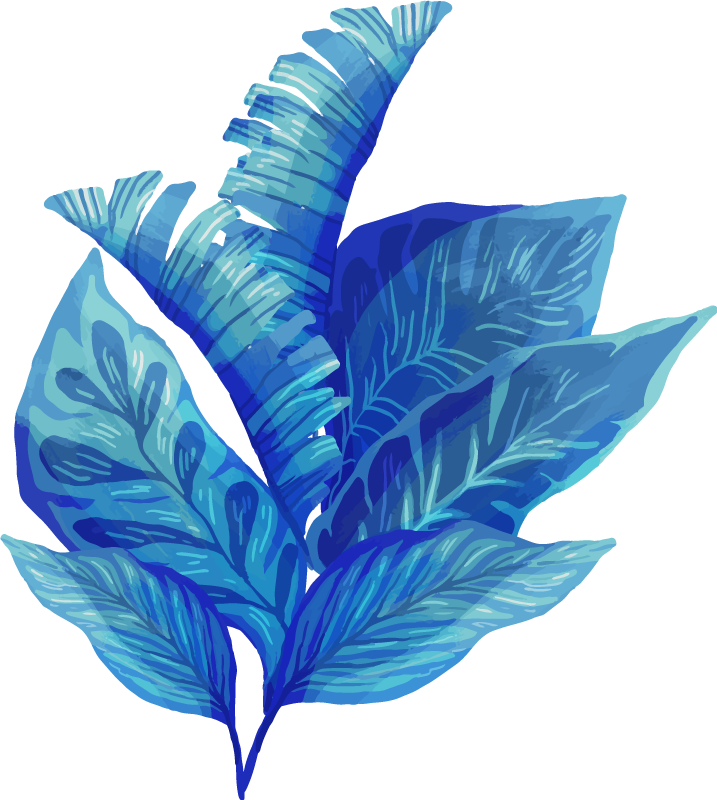 Tapis vinyle plantes arrangement de feuilles bleues - TenStickers