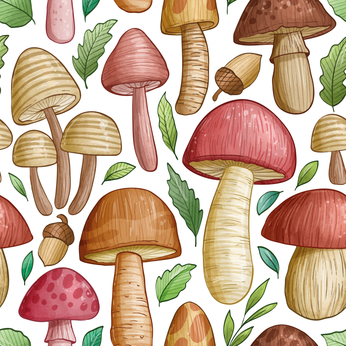Tapis vinyle plantes motif de champignons colorés - TenStickers