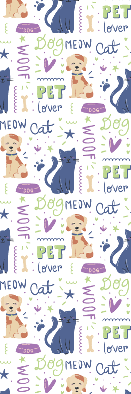 Tapis vinyle chambre doodle coloré avec chiens - TenStickers