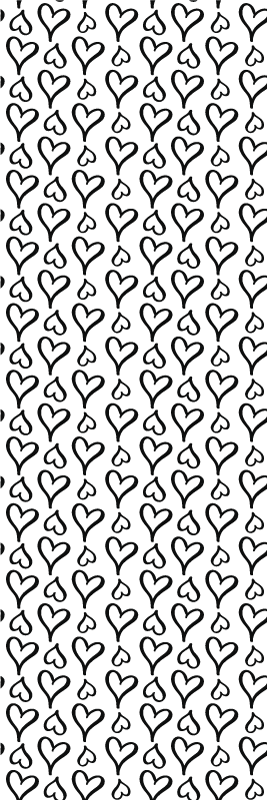 Tapis vinyle chambre icônes de cœur illustrées noires - TenStickers