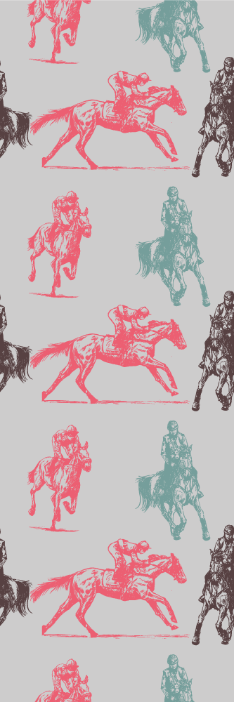 Tapis vinyle chambre motif chevaux sur fond gris - TenStickers