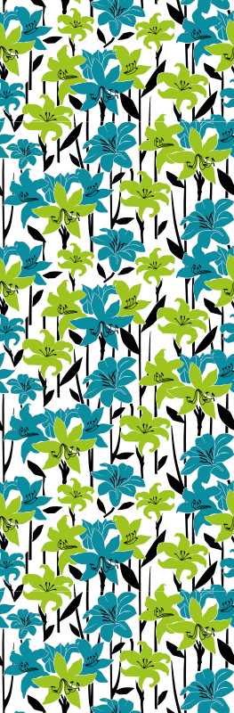 Tapis vinyle chambre motif pochoir fleurs - TenStickers