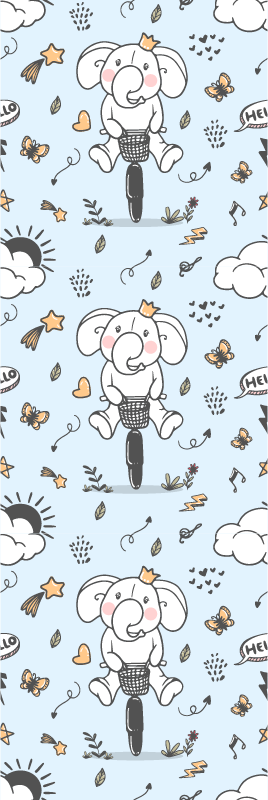 Tapis vinyle chambre motif éléphant à vélo - TenStickers