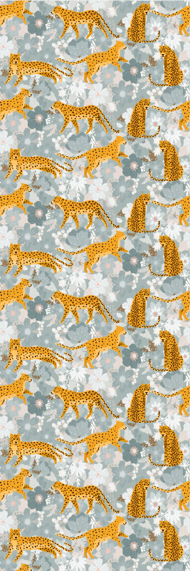 Tapis vinyle chambre animaux exotiques dessinés à la main - TenStickers