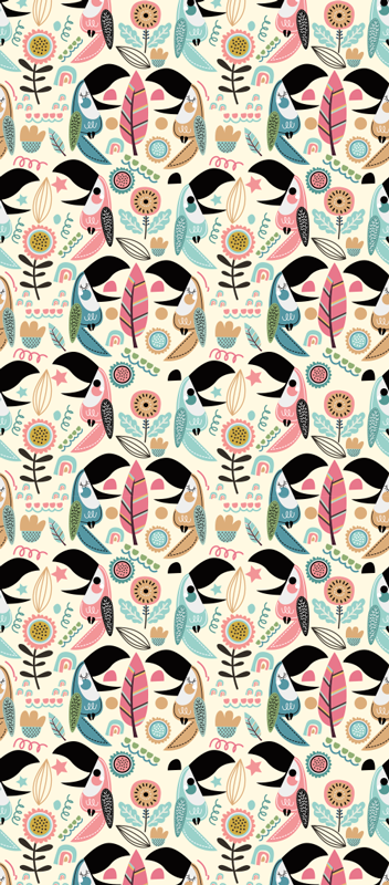 Tapis vinyle chambre feuilles pastel nordiques bleues - TenStickers