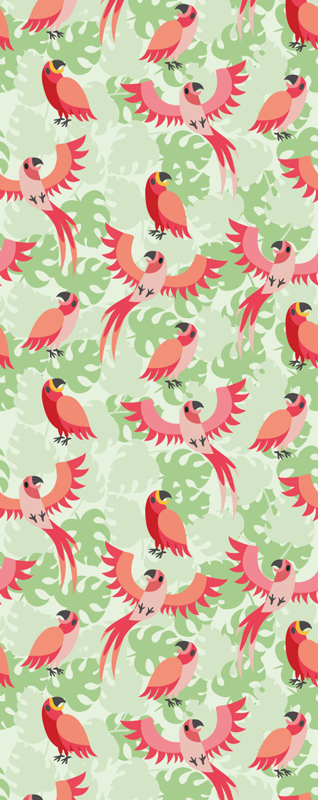 Tapis vinyle chambre oiseaux rouges sur feuilles vertes - TenStickers