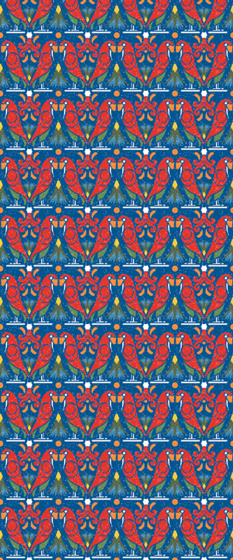 Tapis vinyle chambre design floral sur fond bleu - TenStickers