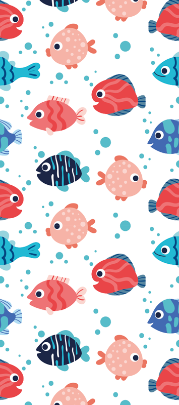 Tapis vinyle chambre poissons roses et bleus - TenStickers