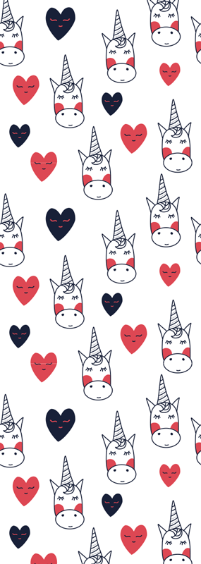 Tapis vinyle chambre motif licorne avec cœurs - TenStickers