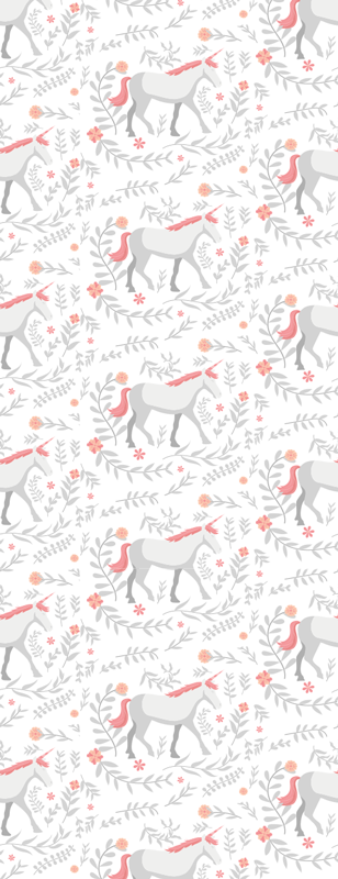 Tapis vinyle chambre motif licorne et feuilles - TenStickers