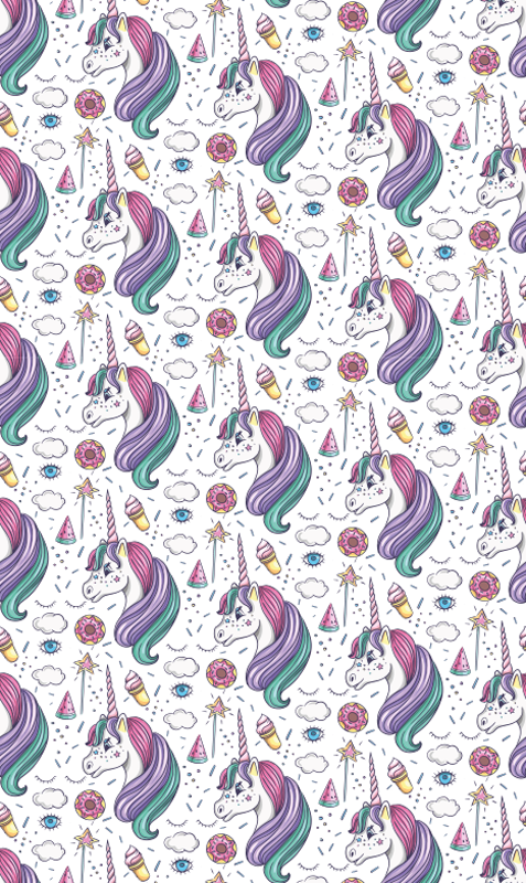 Tapis vinyle chambre motif licorne dessiné à la main - TenStickers