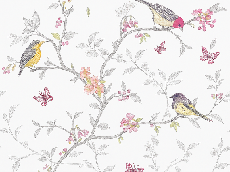 Tapis vinyle chambre oiseaux sur branches - TenStickers