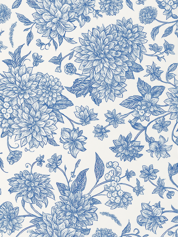 Tapis vinyle chambre dahlia bleu floral - TenStickers