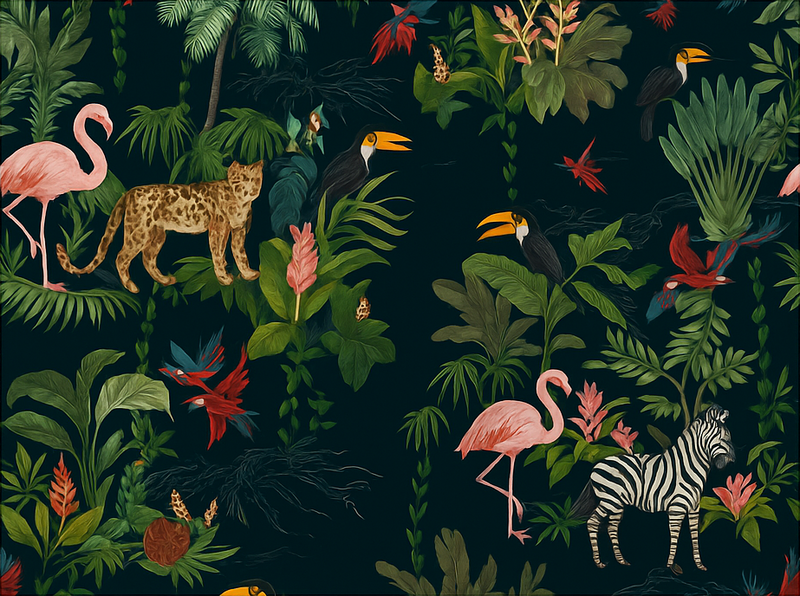 Tapis vinyle chambre design exotique sombre - TenStickers